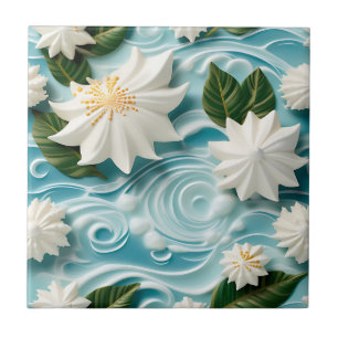 Azulejo De Cerâmica Serene Beach Scene com Seafoam Branco