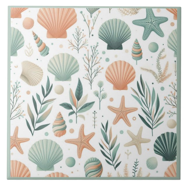 Azulejo De Cerâmica Serene Sealife (Frente)