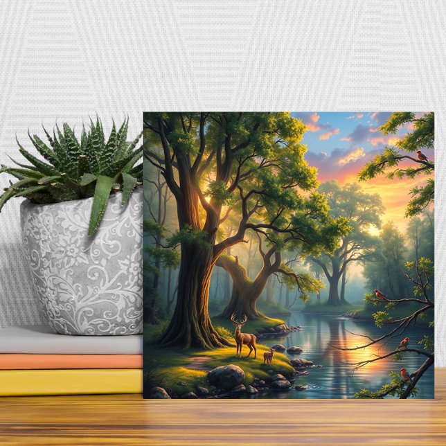 Azulejo De Cerâmica Serenidade da Floresta Tranquila no Trabalho de ar (Criador carregado)