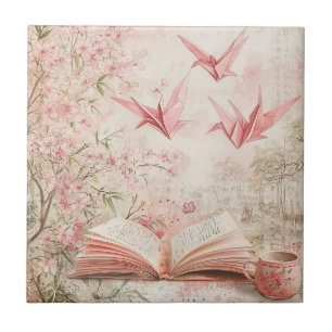 Azulejo De Cerâmica Serenidade de Origami Sakura Vintage (1)