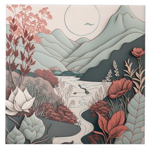 Azulejo De Cerâmica Serenity Nature Red and Cinza Cerâmica Azulejo