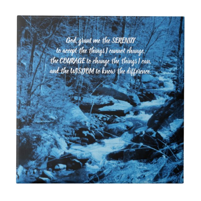 Azulejo De Cerâmica Serenity Prayer Blue Flowing Brook Inspirational  (Frente)