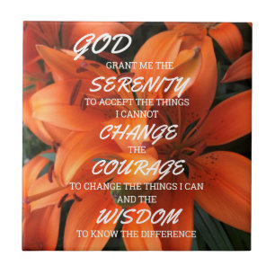 Azulejo De Cerâmica Serenity Prayer Orange Lily Flowers Foto