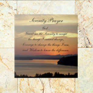 Azulejo De Cerâmica Serenity Prayer Orange Seascape Foto Sunset