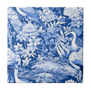 Azulejo De Cerâmica Série Chinoserie Azul e Branco Design 8