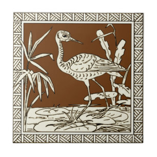 Azulejo De Cerâmica Série de aves Minton Mocha de 12 Repro 1880