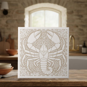 Azulejo De Cerâmica Série de Vida Costeira Lagosta D1208