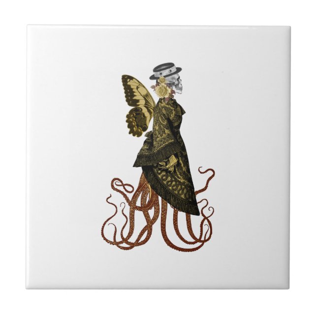 Azulejo De Cerâmica Série Design 5 Gold SteamPunk   (Frente)