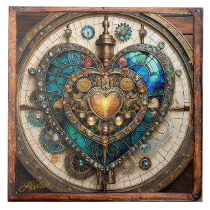 Azulejo De Cerâmica Série Steampunk De Coração De Vidro Estreito De ou