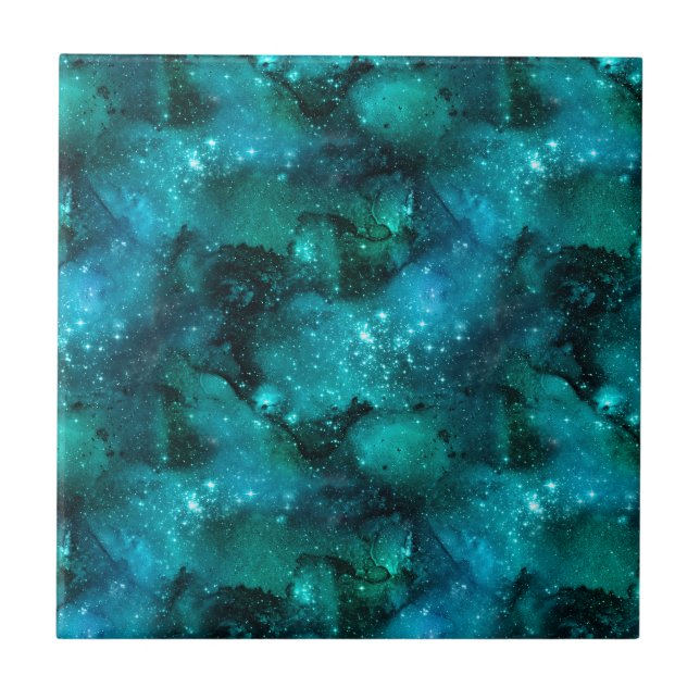 Azulejo De Cerâmica Série Teal Galaxy Design 6   (Frente)