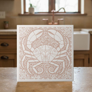 Azulejo De Cerâmica Série Vida Costeira Carapaça de Caranguejo Coral D