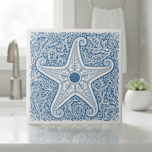 Azulejo De Cerâmica Série Vida Costeira Estrela do Mar Azul D1208