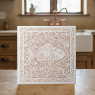Azulejo De Cerâmica Série Vida Costeira Peixe Coral D1208