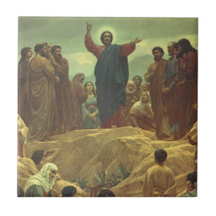 Azulejo De Cerâmica Sermão da Montanha de Jesus Cristo, Religião Vinta