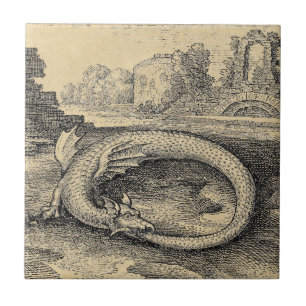 Azulejo De Cerâmica Serpente de Ouroboros do dragão