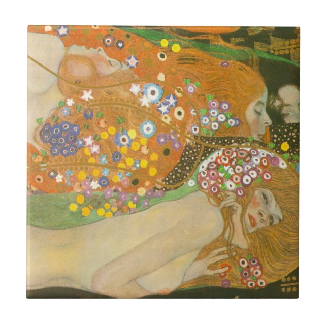 Azulejo De Cerâmica Serpentes d'água II por Gustav Klimt, Art Nouveau (Frente)