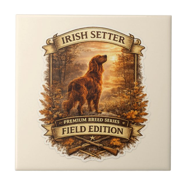 Azulejo De Cerâmica Setter Irlandês (Frente)