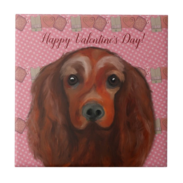 Azulejo De Cerâmica Setter Irlandês Vermelho (Frente)