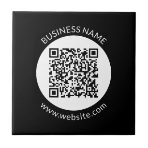 Azulejo De Cerâmica Seu código QR carregado   Texto e Cores Editáveis