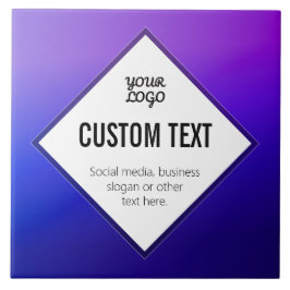 Azulejo De Cerâmica Seu Logotipo e Texto Personalizável | Roxo Ombre