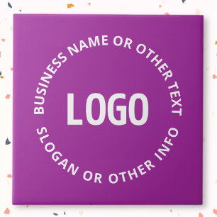 Azulejo De Cerâmica Seu Logotipo & Texto Personalizável   Violeta Roxo