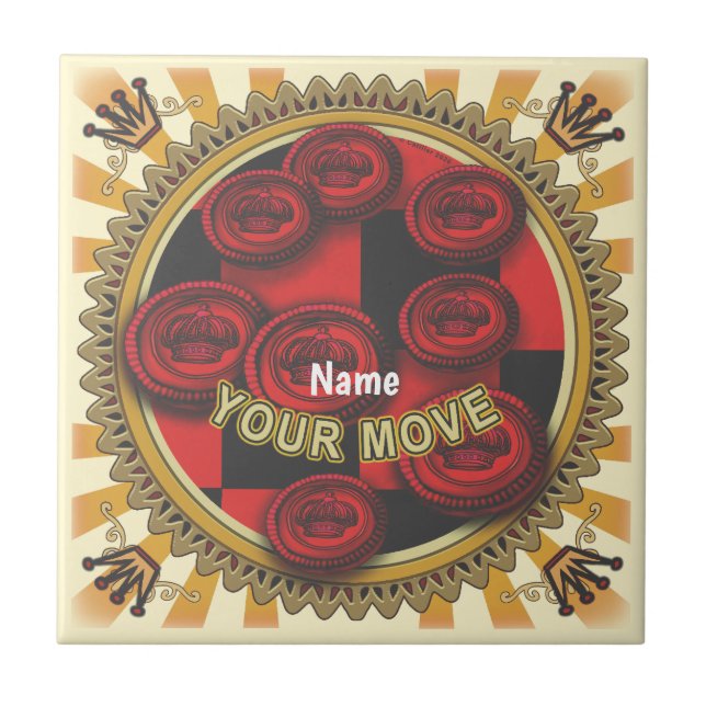 Azulejo De Cerâmica Seu Movimento Peça de Damas (Frente)