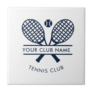 Azulejo De Cerâmica Seu nome de clube Tênis Racket Marinho Motif Azul
