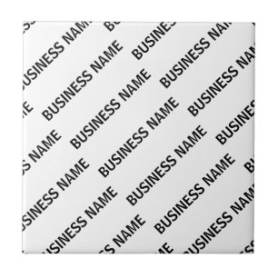 Azulejo De Cerâmica Seu Padrão de Nome de Negócios Preto & Branco
