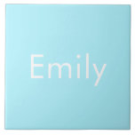 Azulejo De Cerâmica Seu próprio nome ou palavra | Azul-céu mole<br><div class="desc">Seu próprio nome ou palavra personalizada impresso.</div>