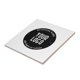 Azulejo De Cerâmica Seu Texto & Logotipo Carregado Preto e Branco Ed