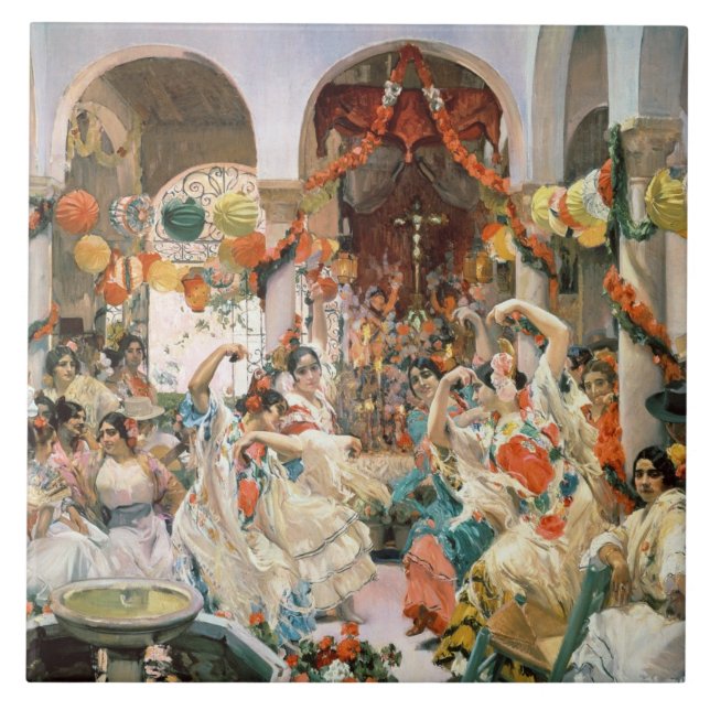 Azulejo De Cerâmica Sevilha (óleo na canvas) (Frente)