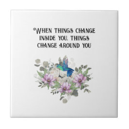 Azulejo De Cerâmica Shabby chic flowers art and selflove quote