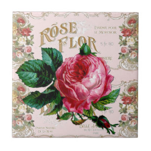 Azulejo De Cerâmica SHABBYCHIC Inglês Rosa vintage rosa