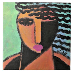 Azulejo De Cerâmica Shadows Abstrato Retrato de uma Mulher