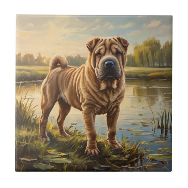 Azulejo De Cerâmica Shar Pei (Frente)