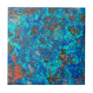 Azulejo De Cerâmica Shattuckita com padrão azul