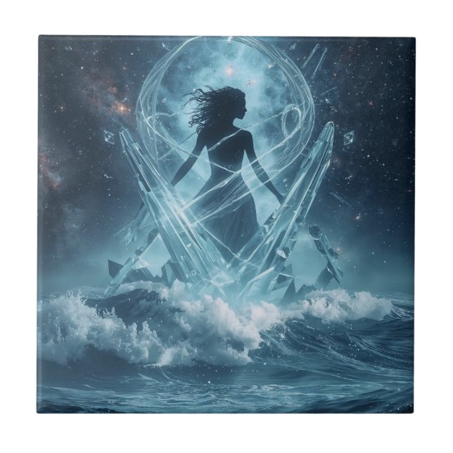 Azulejo De Cerâmica She Who Rises from the Crystal Sea (Frente)