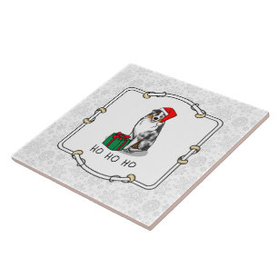 Azulejo De Cerâmica Shepherd australiano de Natal (bronzeado azul de m