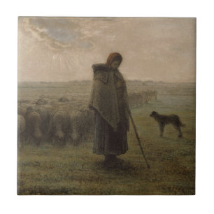 Azulejo De Cerâmica Shepherdess e seu rebanho 1862-63