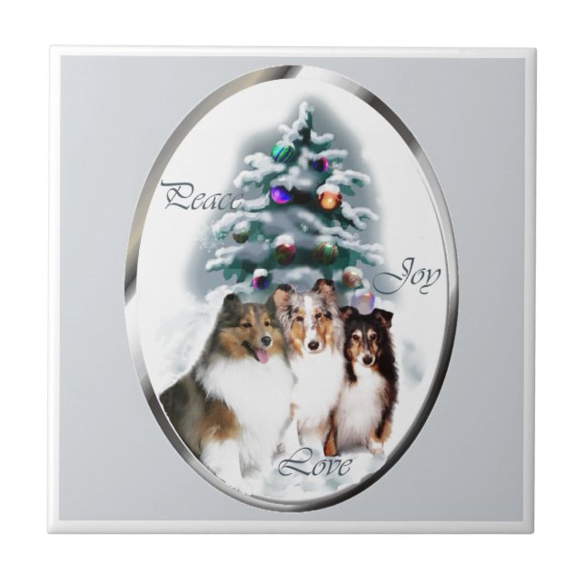 Azulejo De Cerâmica Shetland Sheepdog Sheltie Christmas (Frente)