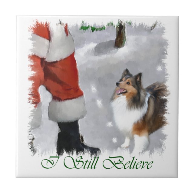 Azulejo De Cerâmica Shetland Sheepdog Sheltie Christmas (Frente)