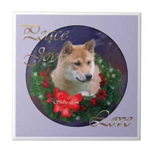 Azulejo De Cerâmica Shiba Inu Natal
