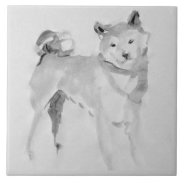 Azulejo De Cerâmica Shiba Inu pintura Original 3 Anos Aniversário T