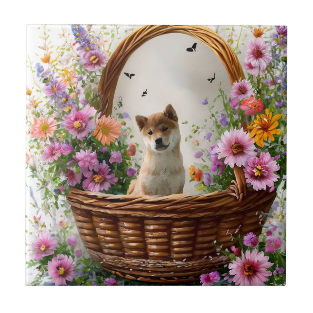 Azulejo De Cerâmica Shiba Inu Puppy (Frente)