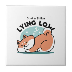 Azulejo De Cerâmica Shiba Inu Relaxa Arte: Apenas uma Shiba Mentira Ba