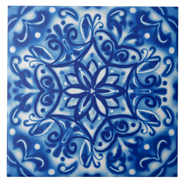 Azulejo De Cerâmica Shibori Snowflake (Frente)