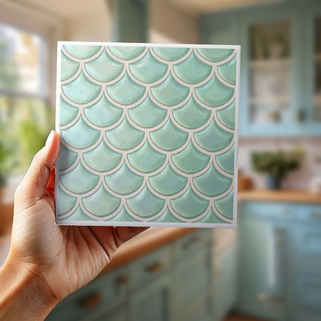 Azulejo De Cerâmica Shiny Fish Scale Pattern Mint Green ID1199 (Criador carregado)