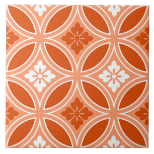 Azulejo De Cerâmica Shippo com Flower Motif, tangerina laranja