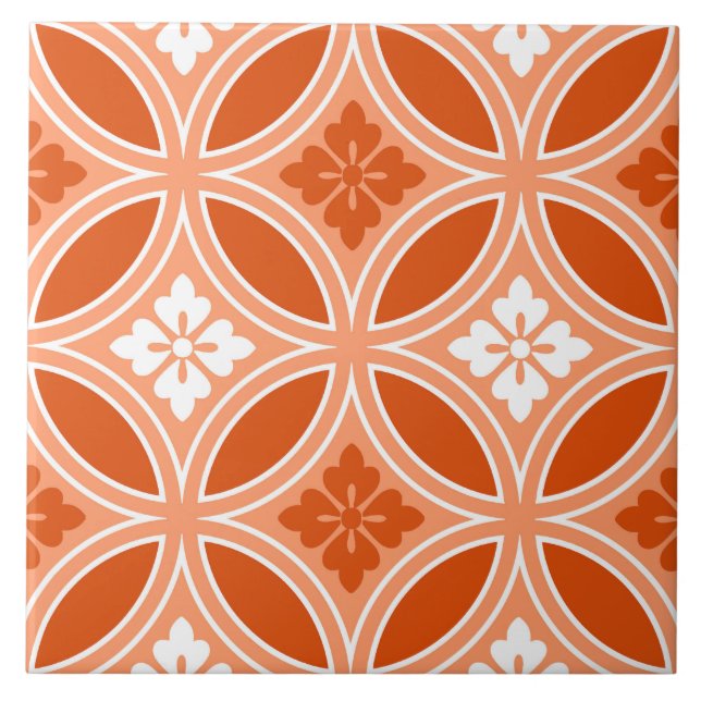Azulejo De Cerâmica Shippo com Flower Motif, tangerina laranja (Frente)