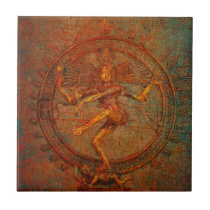 Azulejo De Cerâmica Shiva na folha de prova afligida do fundo